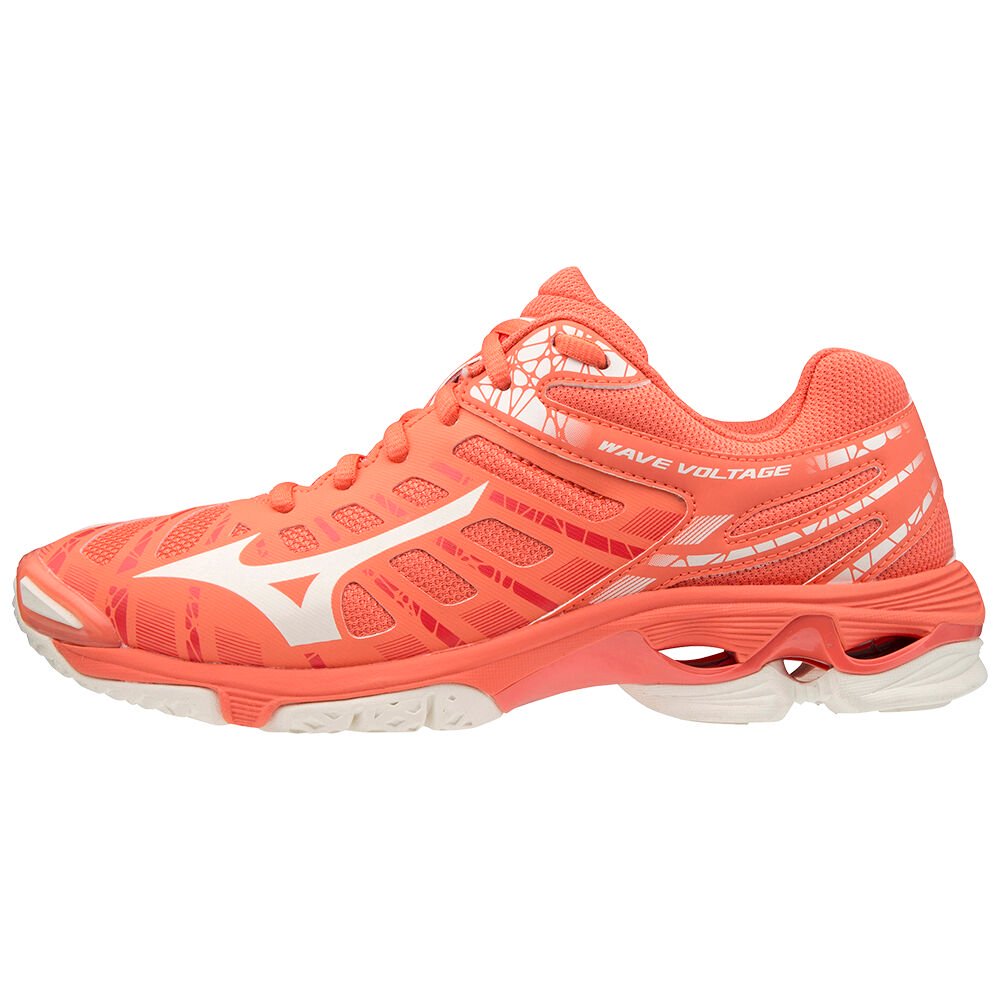 Mizuno Women's Volleyball Shoes Coral/white Wave Voltage Shoes - V1GC196059